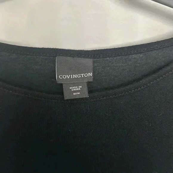 Medium COVINGTON Black Top with Bedazzle Stylish Short Sleeves - Picture 3 of 5